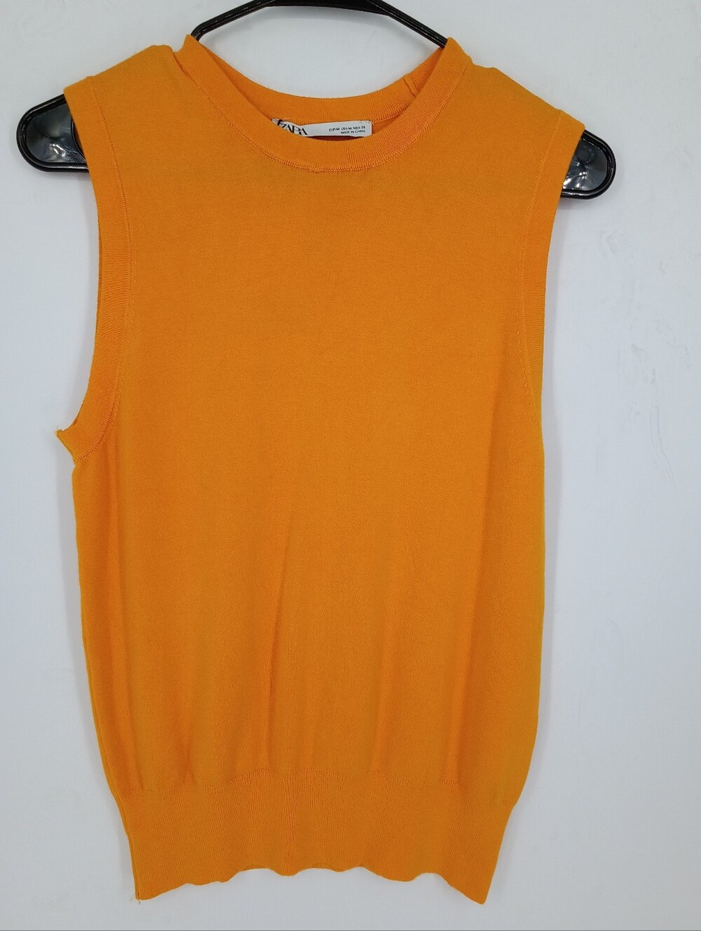 Zara Orange Sleeveless Knit Top